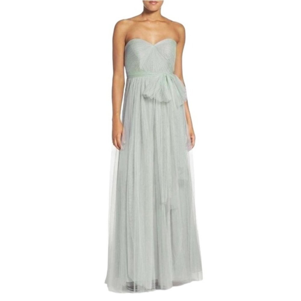 Jenny Woo Dress Women's Size 4 US Sage Green Convertible Tulle Column Annabelle